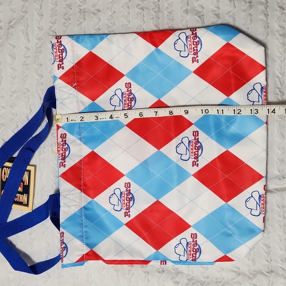 Texas Rangers Loudmouth MLB Cooperstown Collection Argyle Retro Tote Bag NWT - Picture 13 of 14